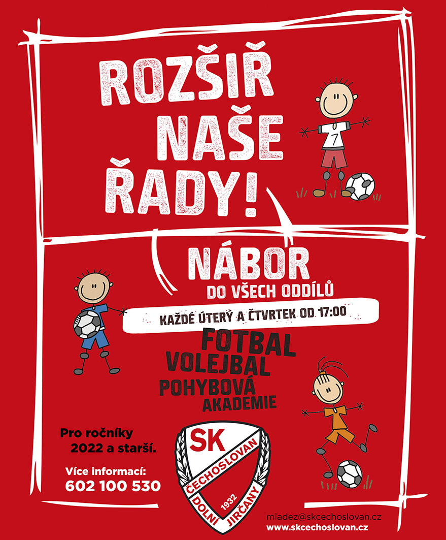 Rozšiř naše řady - nábor do fotbalu, volejbalu, pohybové akademie